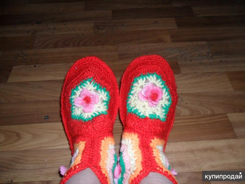 Вязание шерстяных тапочек