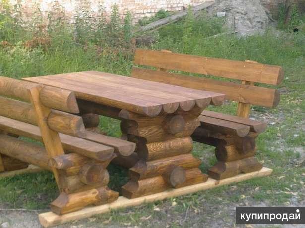 Лавка и стол из бревна Лавка и стол из бревна