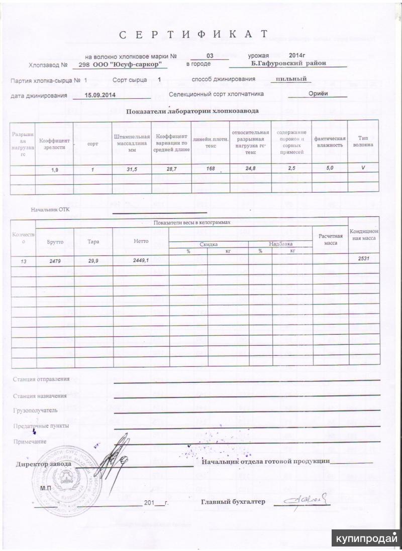 ООО "Харон"- распродажа хлопкового волокна от производителя.