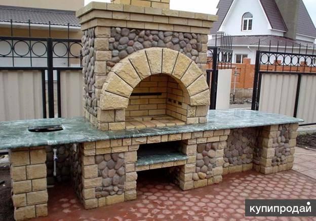 Каменный мангал в беседке Каменный мангал в беседке