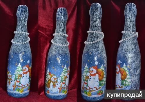 Как украшают бутылки декупаж Как украшают бутылки декупаж