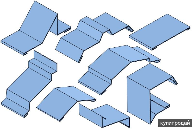 Фасонные элементы фасада. Фасонные изделия для сэндвич панелей МЕТАЛЛПРОФИЛЬ. Фасонное изделие для ТСП (ПЭ-01-9003 белый-0.5). Нащельник коньковый для сэндвич-панелей. Доборный элемент (скоба 75 в=175).