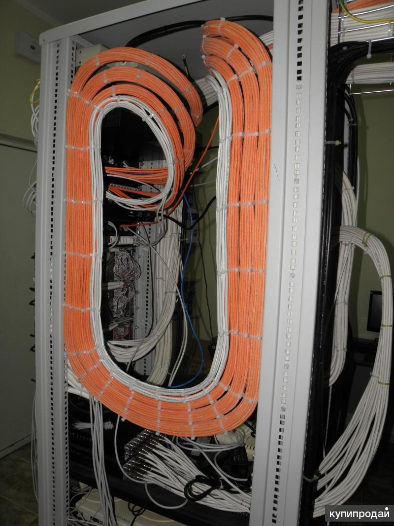 Укладка кабеля в телекоммуникационном шкафу