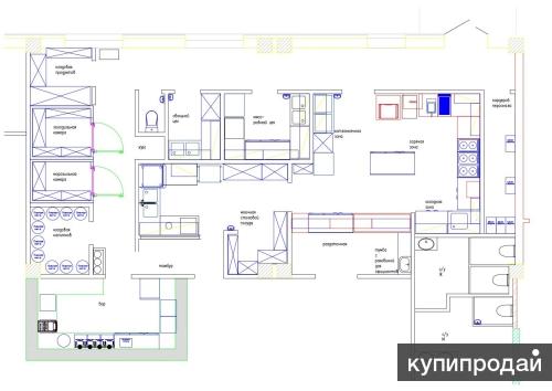 Проект кухни кафе с расстановкой оборудования