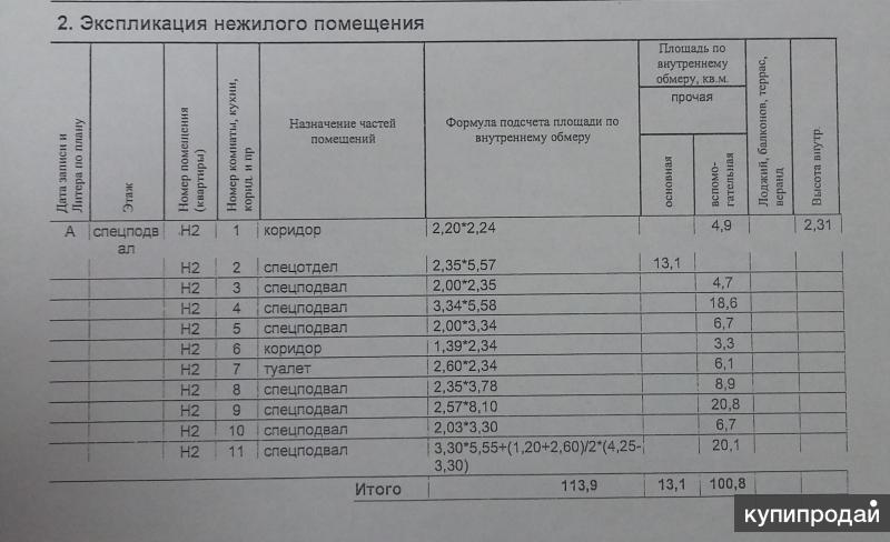 Экспликация комнаты образец