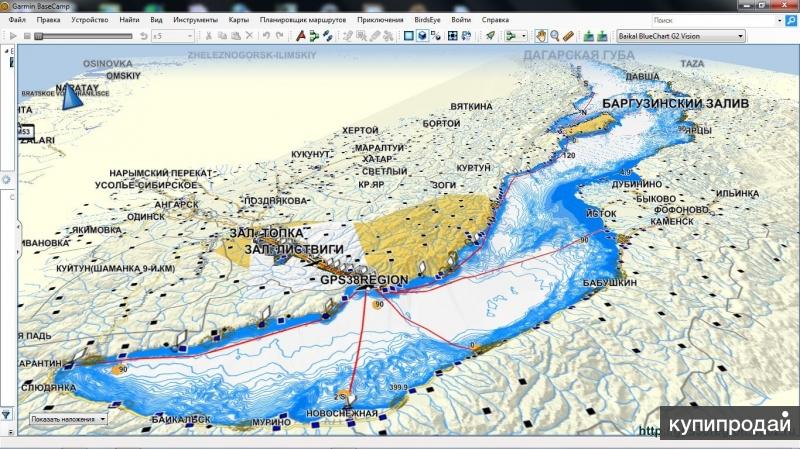 Карта байкала с глубинами