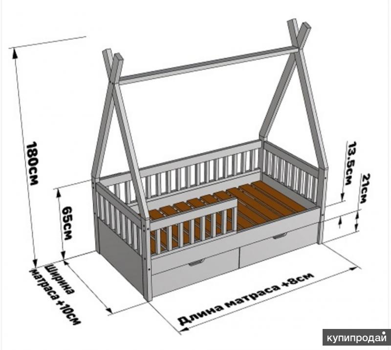 Чертеж детской кровати домик