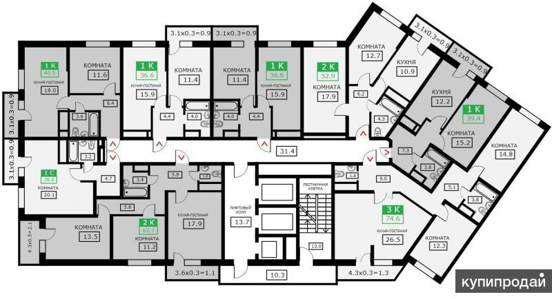 Планировка квартир в жк фото 2-к квартира, 62 м2, 4/24 эт. в Краснодаре