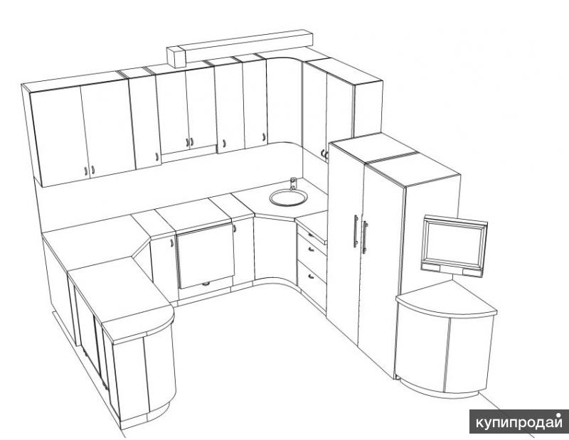 Чертеж п образной кухни