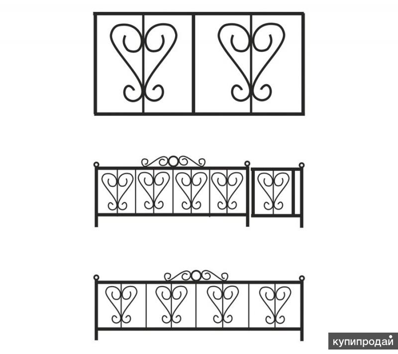 Эскизы могильных оградок с размерами и пояснениями