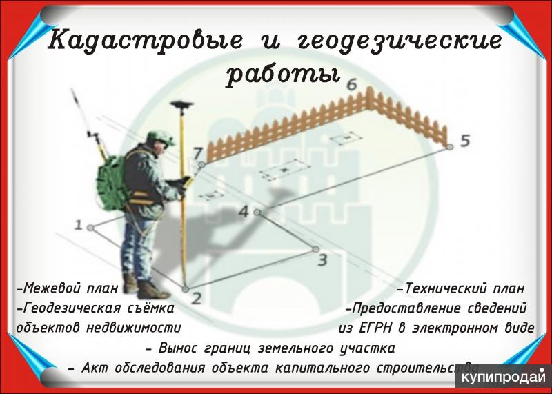 Вынос границ зем.участка, межевание, техплан, акт обследования