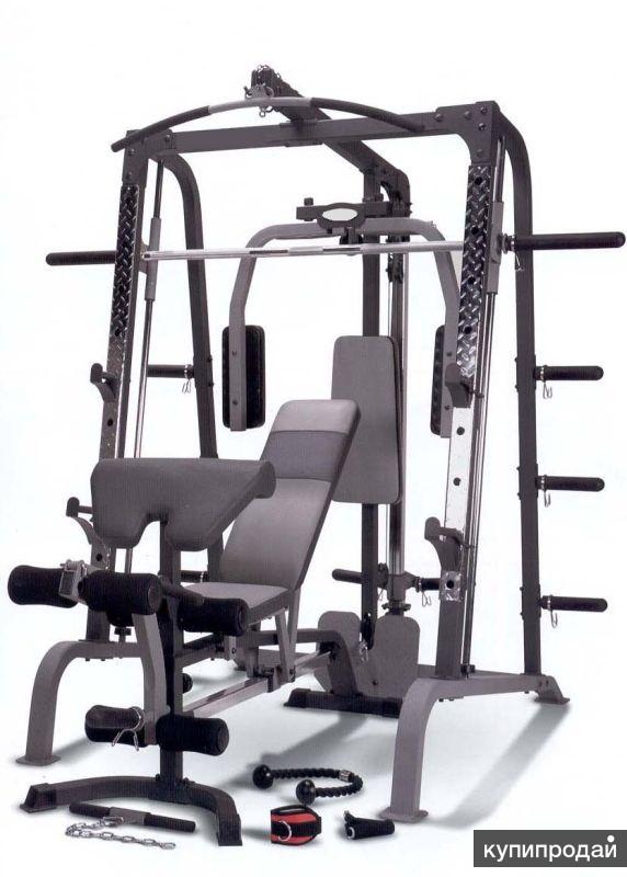 Силовой тренажер Смита HouseFit HG-2017 со скамьей АВ4050 и весами Barbell