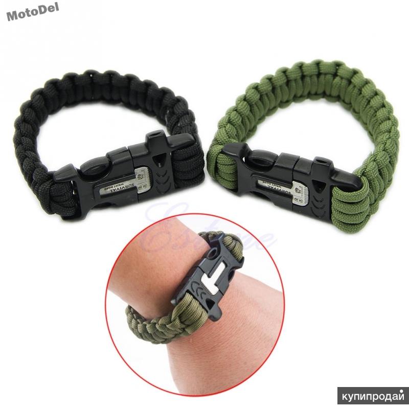 Браслет для выживания из паракорда с огнивом и свистком Survival Gear D-101