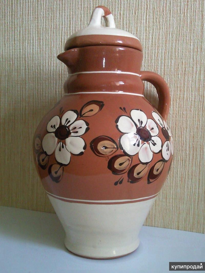Красивый керамический кувшин с крышкой. в Москве