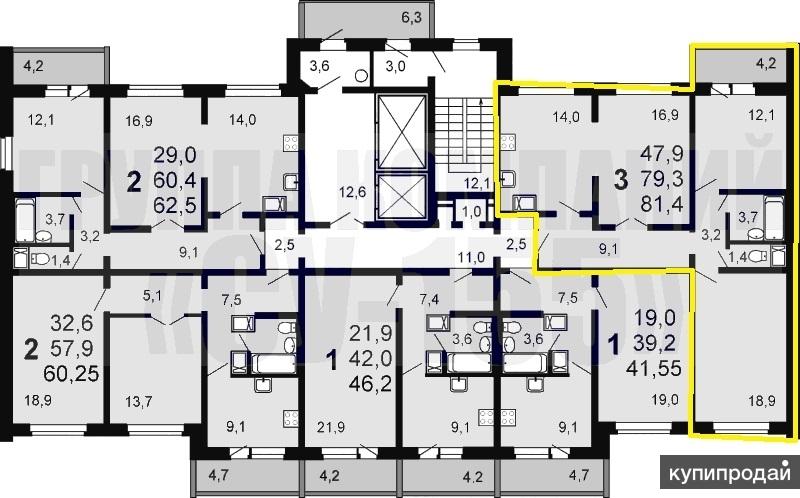 Планировка квартир рождественская 3-к квартира, 81 м2, 9/17 эт. в Иванове