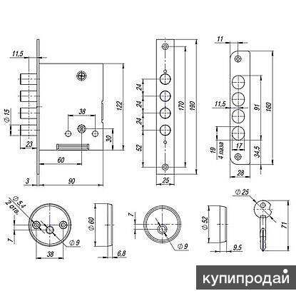 Замок врезной стальф зв 042