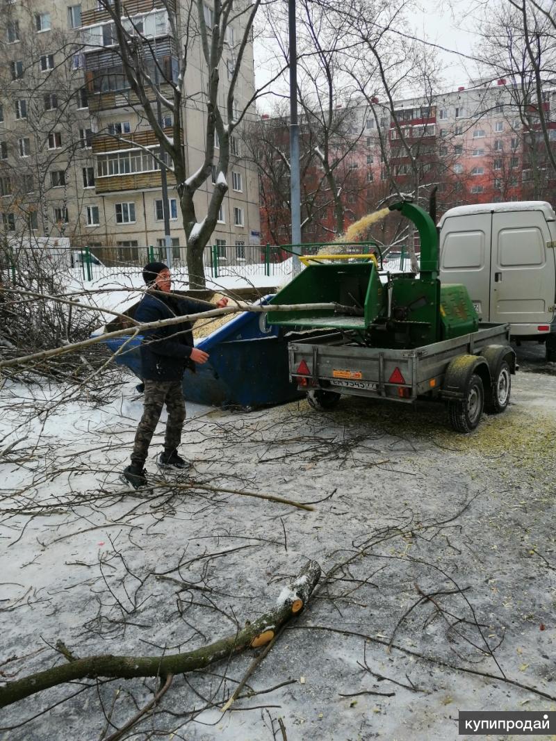 Дробление в москве. Измельчитель деревьев аренда.