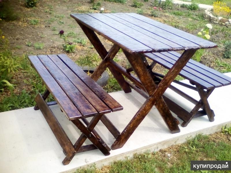 Лавки и столы для дачи из металла и дерева