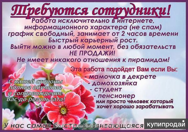 Работа на дому. Без продаж. Без вложений.