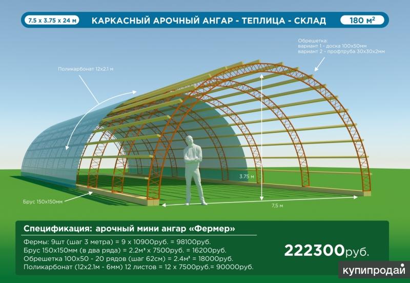 Каркасно арочный ангар проект