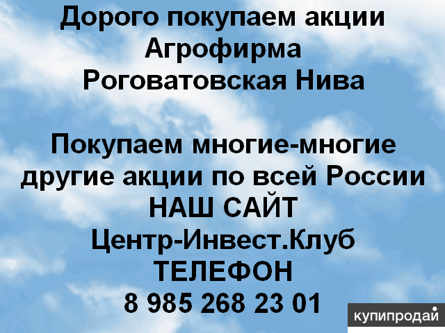 Покупаем акции Агрофирма Роговатовская Нива и любые другие акции по всей России