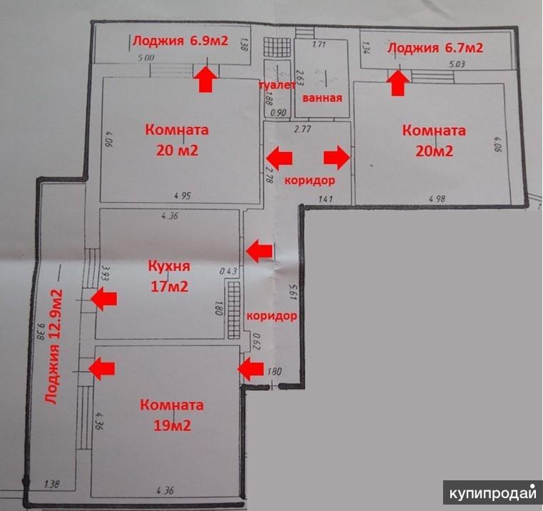 3-к квартира, 101 м2, 3/9 эт., район пенсионного фонда анапа.