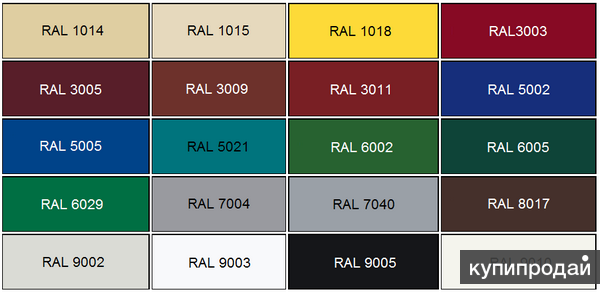 Карта цветов ral металлопрофиль