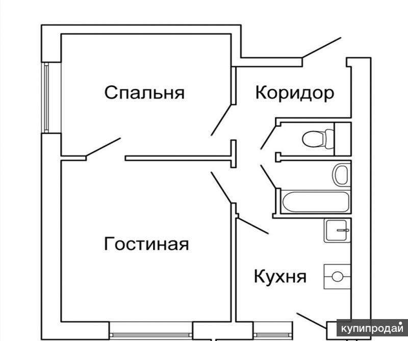 Планировка двухкомнатной квартиры с изолированными комнатами 2-к квартира, 37 м2, 1/2 эт. в Тольятти