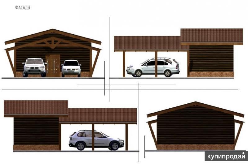 Проект навеса с хозблоком на 2 машины