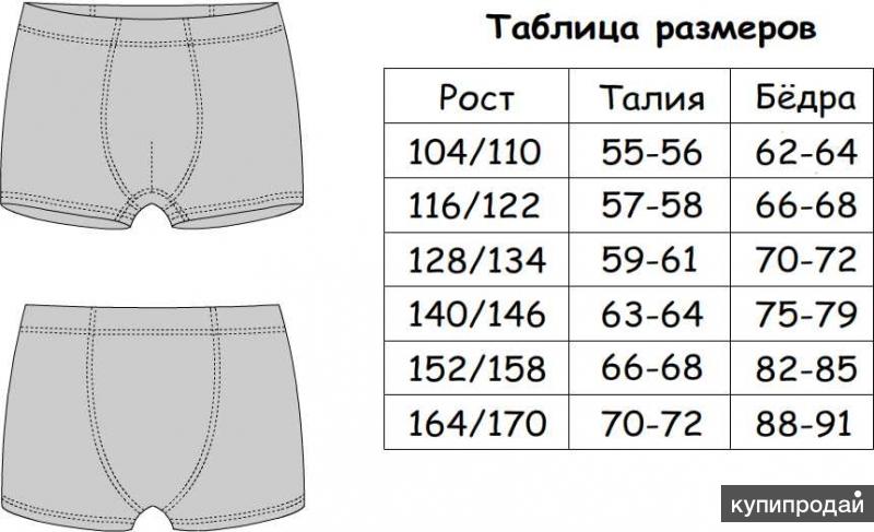 Чертеж трусов мужских размер 60