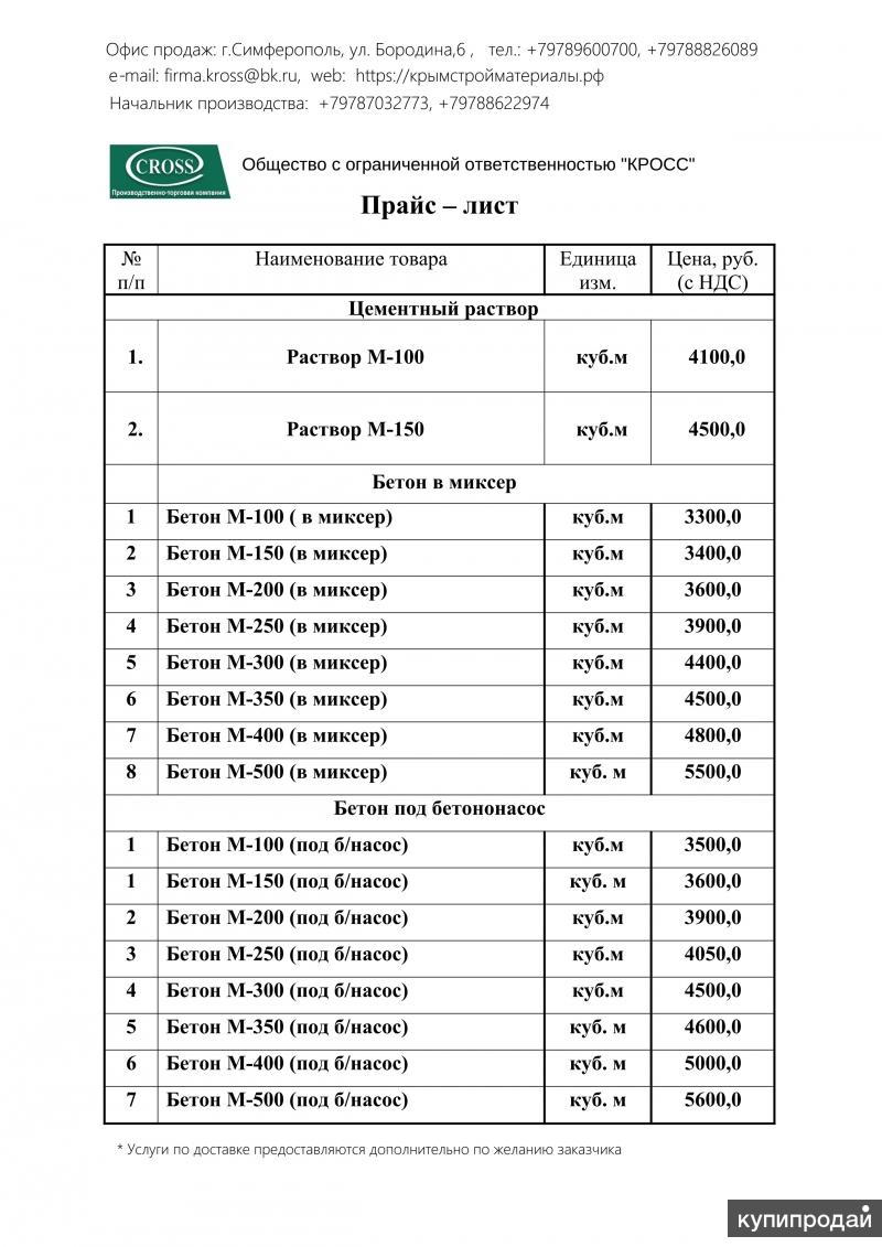 Купить Бетон Симферополь Цены