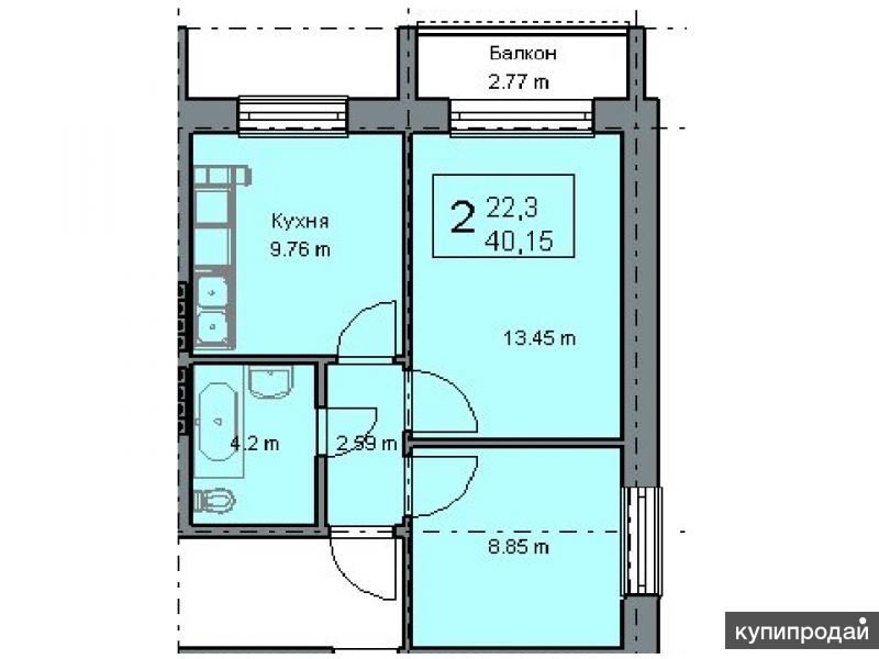 2-к квартира, 42 м2, 5/5 эт. п.Новая Адыгея 15 минут до Краснодара