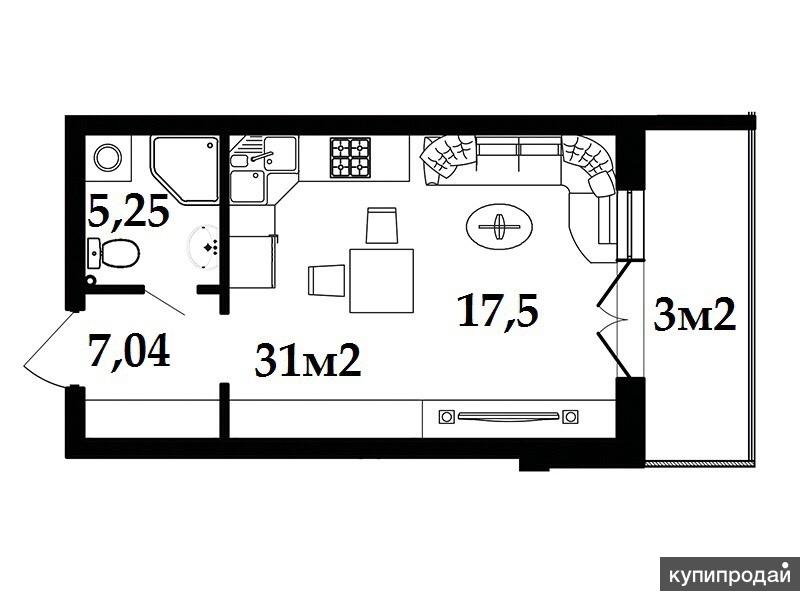 План квартиры 30 м2