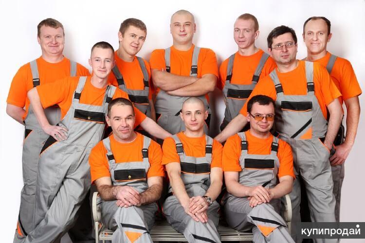 команда отделочников работает дружно