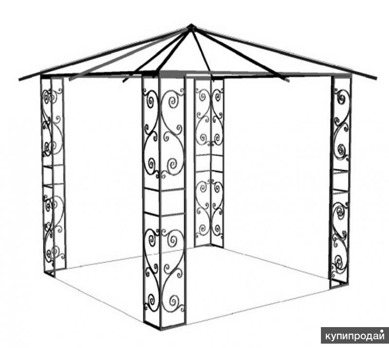 Беседка шатер чертеж Каркас беседки - навес под заказ от производителя. в Москве