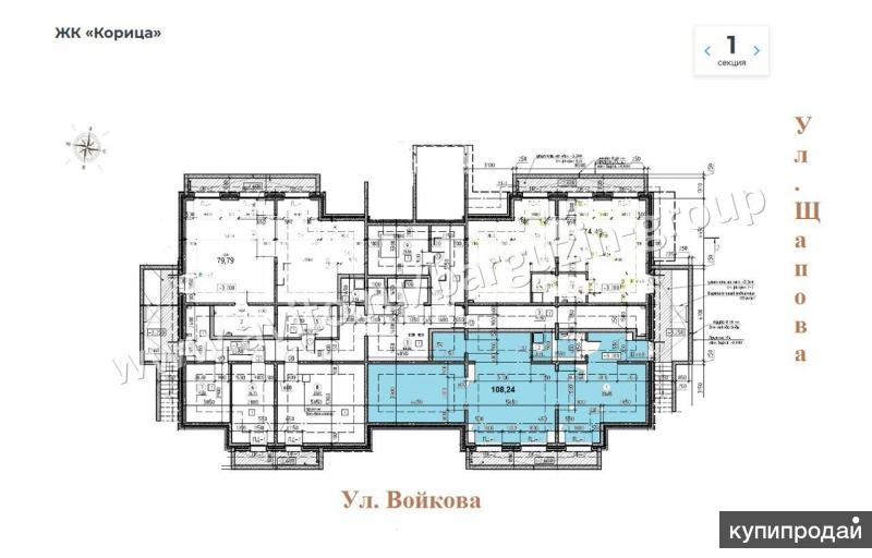 Помещение в блок-секции № 2 ЖК "Корица", 110 м²
