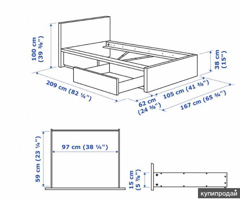 Кровать мальм размеры