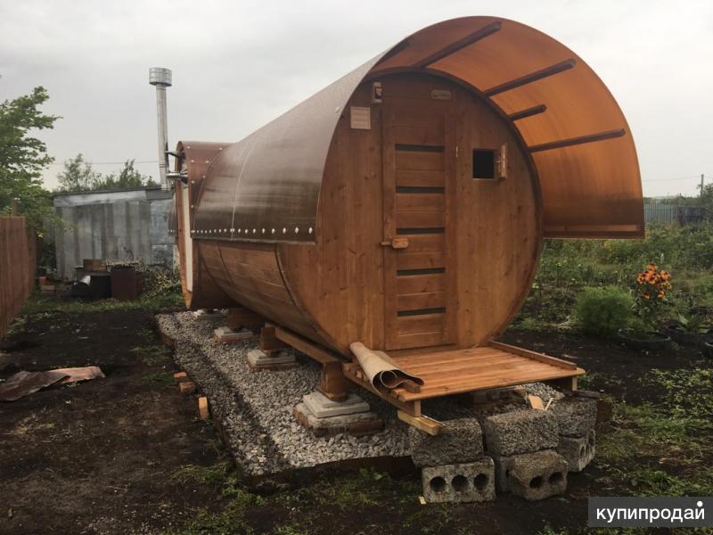 Фото установки бани бочки