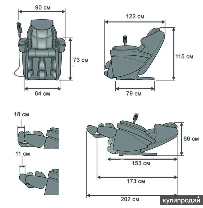 Размеры массажного кресла