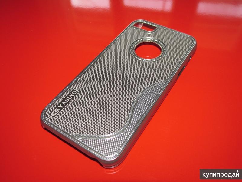 Серебристый блестящий чехол с вырезом под логотип для apple iPhone 5/5S