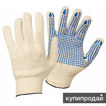 Перчатки х/б Эконом 10 кл. с пвх нанесением, 6 нитей