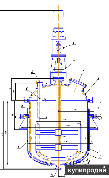 Чертеж реактора с якорной мешалкой