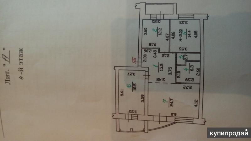 Срочно продаётся 3-к квартира, 99 м2, 4/8 эт.