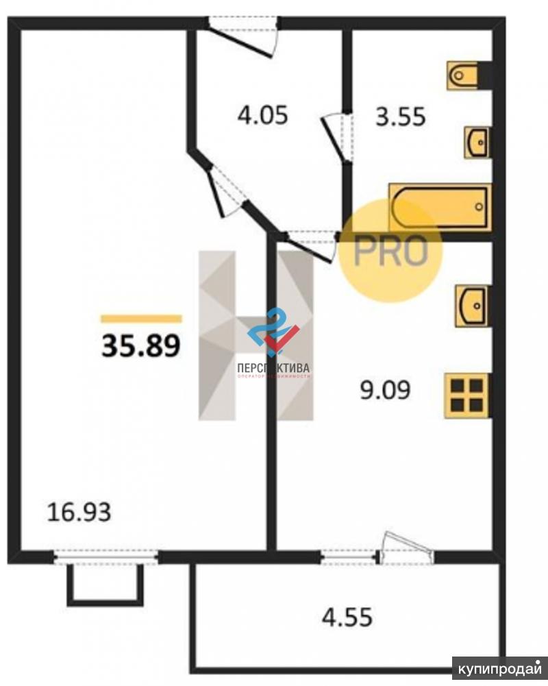 1-к квартира, 36 м2, 6/10 эт.