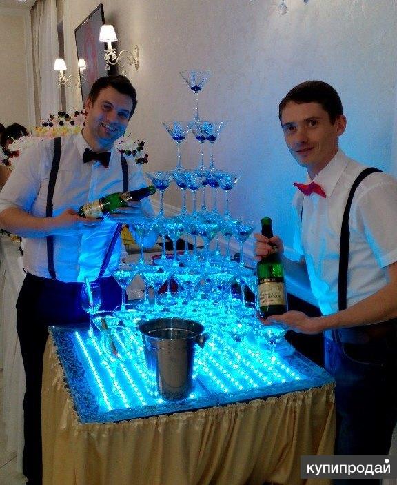 Пирамида из шампанского — цены | Заказать горку шампанского на свадьбу | Bartender