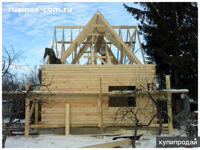 Сруб из проф.бруса 145х145 с просторной мансардой, крыша (м/ч-ца) на 4 фронтона