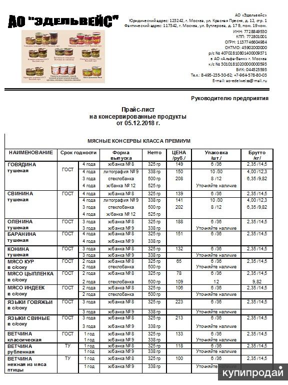 Прайс лист рыбного магазина